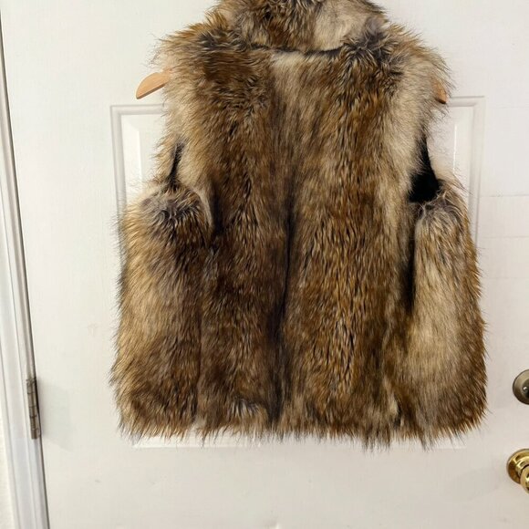 Imposter Signature Cool Mob-Wife Festival BoHo Faux-Fur Vest Sz xs - Picture 6 of 12